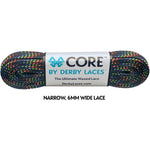 Derby Laces - CORE Black Rainbow Shoelaces (NARROW 6MM WIDE LACE)