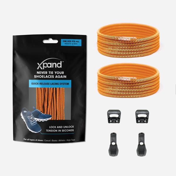 Xpand Laces Quick Release Round No Tie Lacing System - Neon Orange