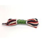 SneakerScience 15mm Wide Cotton Braid Shoelaces - (Navy Blue/Cream/Red)