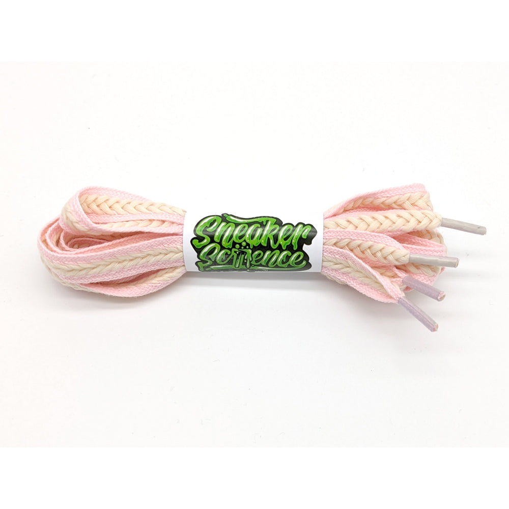 SneakerScience 15mm Wide Cotton Braid Shoelaces - (Pink/Cream)