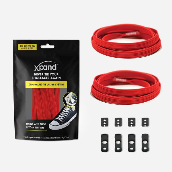 Xpand Laces Original Flat No Tie Lacing System - Red