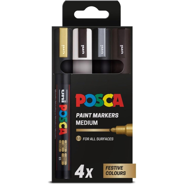 POSCA PC-5M - Medium Tip Marker Pens - Festive Colours (4 Pack)