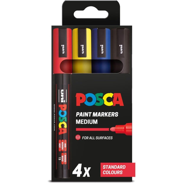 POSCA PC-5M - Medium Tip Marker Pens - Standard Colours (4 Pack)