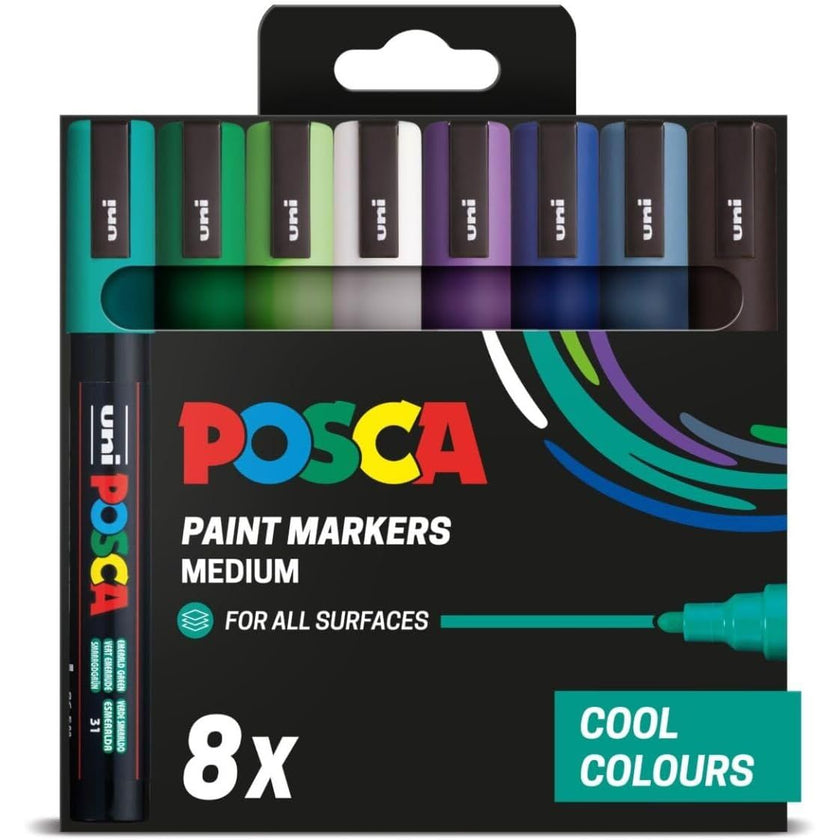 POSCA PC-5M - Medium Tip Marker Pens - Cool Colours (8 Pack)