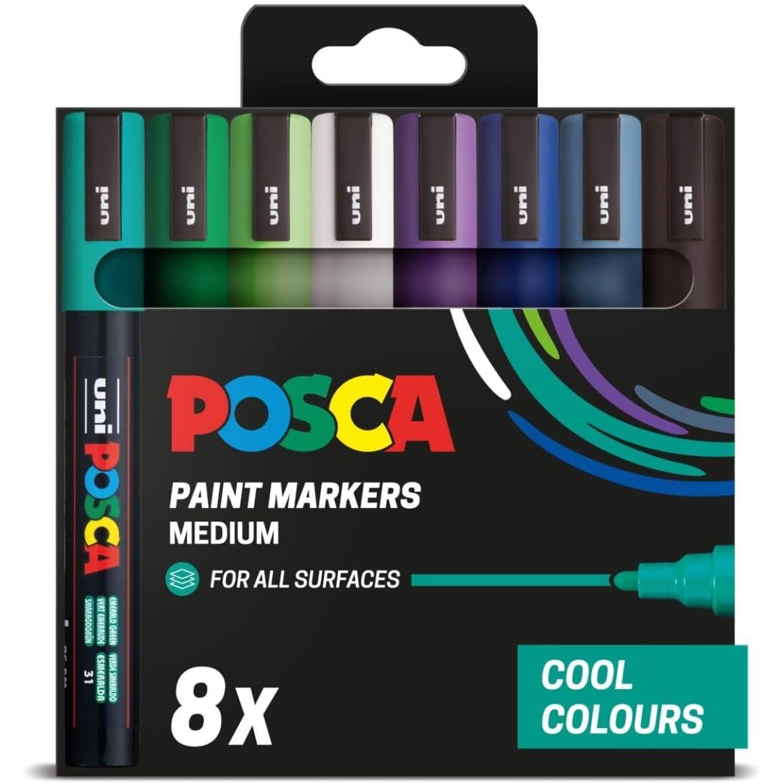 POSCA PC-5M - Medium Tip Marker Pens - Cool Colours (8 Pack)