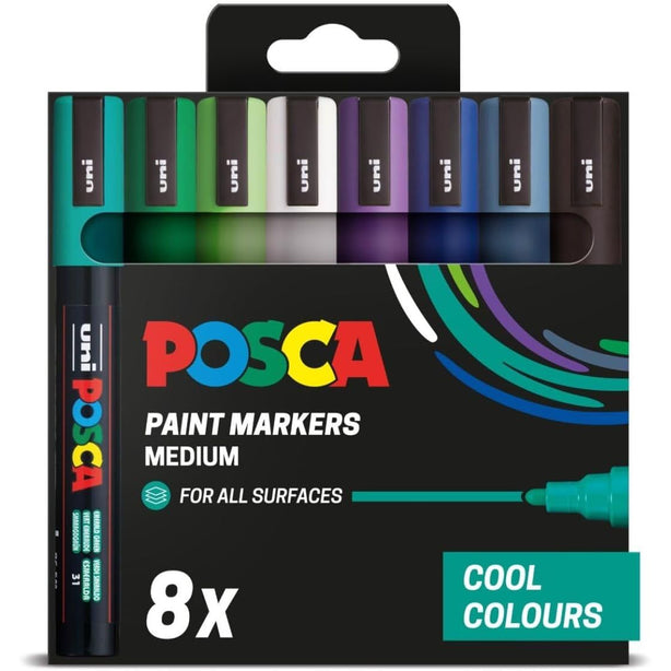 POSCA PC-5M - Medium Tip Marker Pens - Cool Colours (8 Pack)