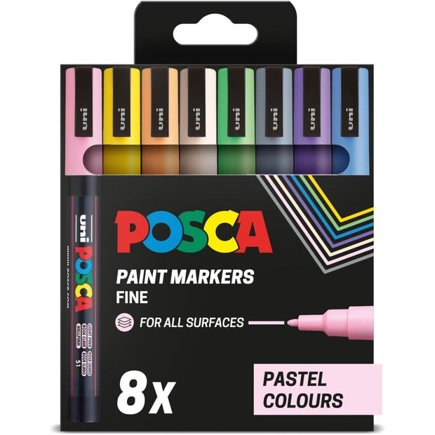 POSCA PC-3M - Fine Tip Marker Pens - Pastel Colours (8 Pack)