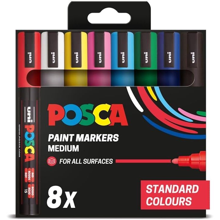 POSCA PC-5M - Medium Tip Marker Pens - Standard Colours (8 Pack)