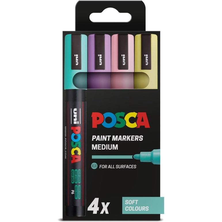 POSCA PC-5M - Medium Tip Marker Pens - Soft Colours (4 Pack)