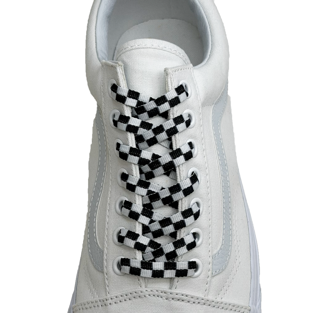 SneakerScience Checkered Flat Laces - (White/Black) – Sneaker Science