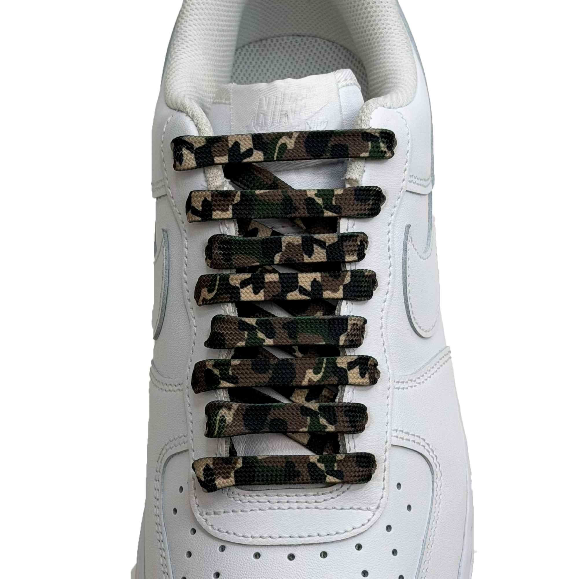 SneakerScience Camo Print Flat Laces - Green Camo