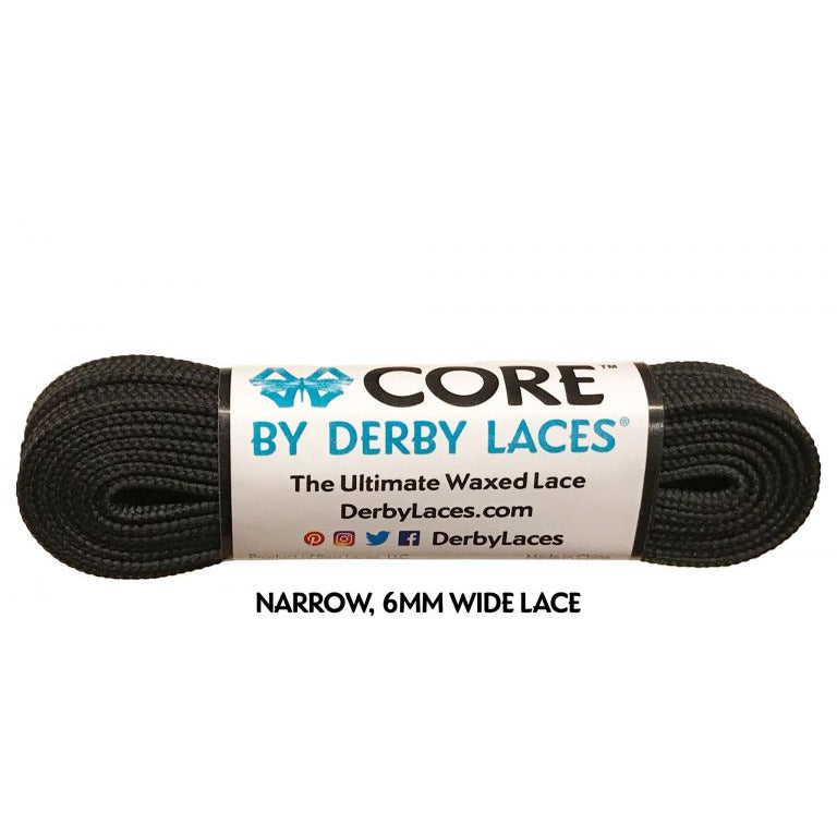 Derby Laces - CORE Black Shoelaces (NARROW 6MM WIDE LACE)