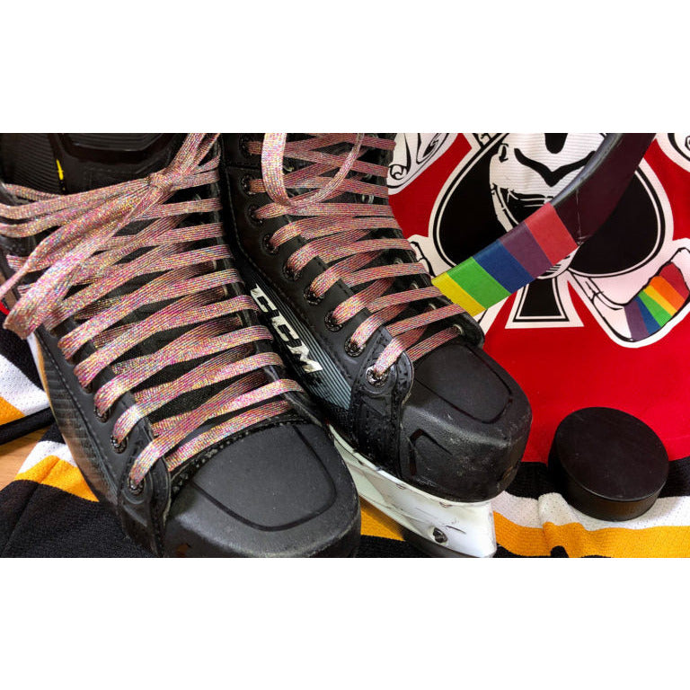 Derby Laces - SPARK Rainbow Mirage Metallic Roller Derby Skate Laces