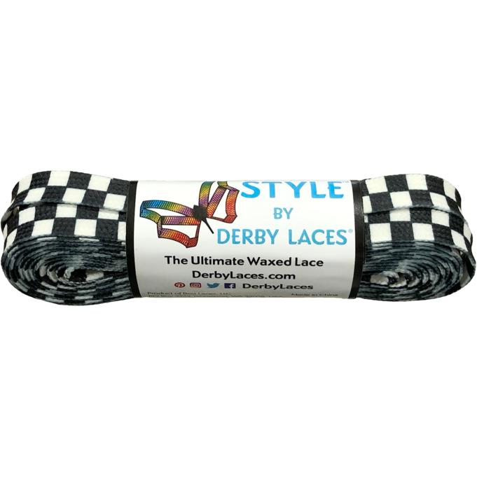 Derby Laces - STYLE Checkered Black & White Waxed Shoe and Skate Laces