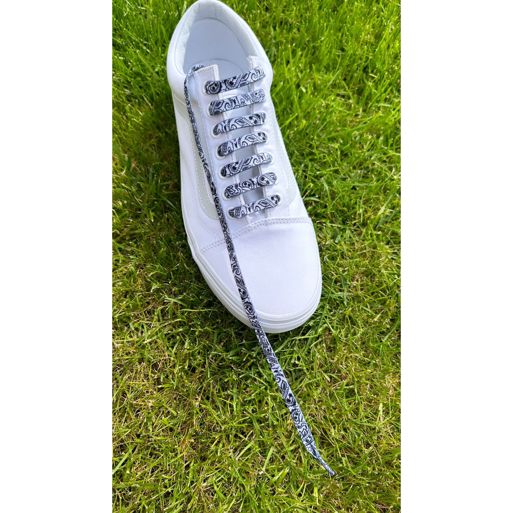 SneakerScience Bandana Series Flat Laces - (White/Black) – Sneaker Science