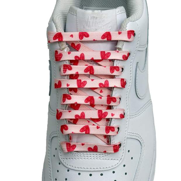 SneakerScience Sketchy Heart Print Flat Laces - Pink
