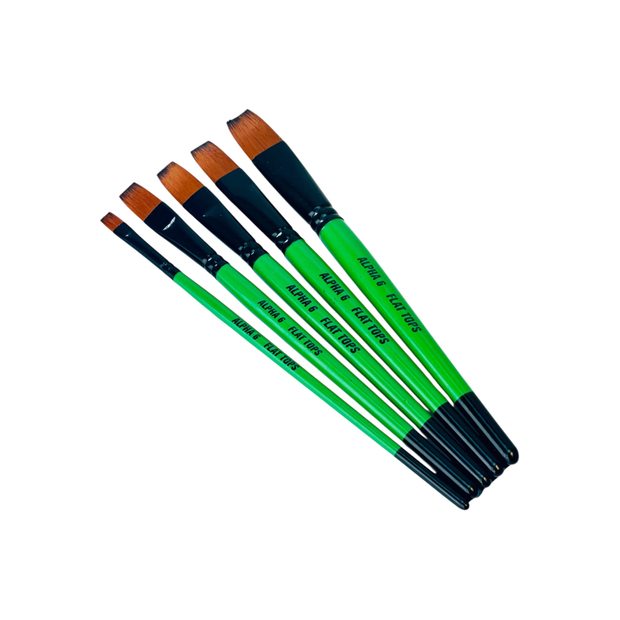 Alpha 6 Flat Tops Paint Brush Set (5 Pack)