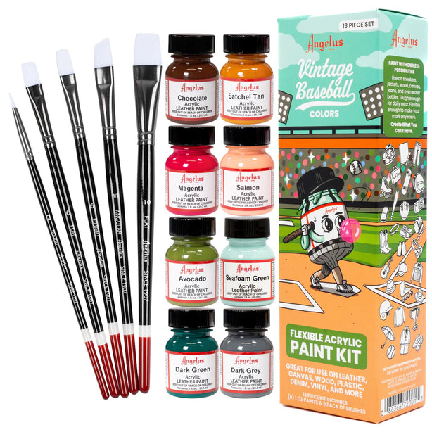 Angelus Acrylic Leather Paint - Vintage Baseball Paint Kit