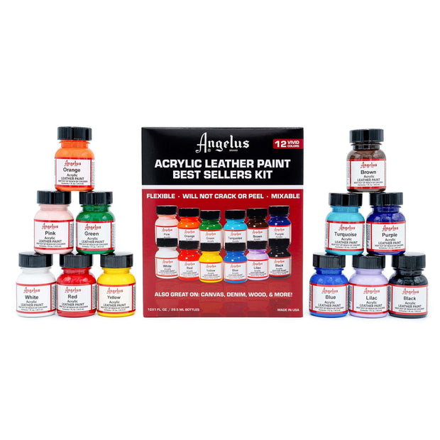 Angelus Acrylic Leather Paint - Best Sellers Kit (12 Pack)