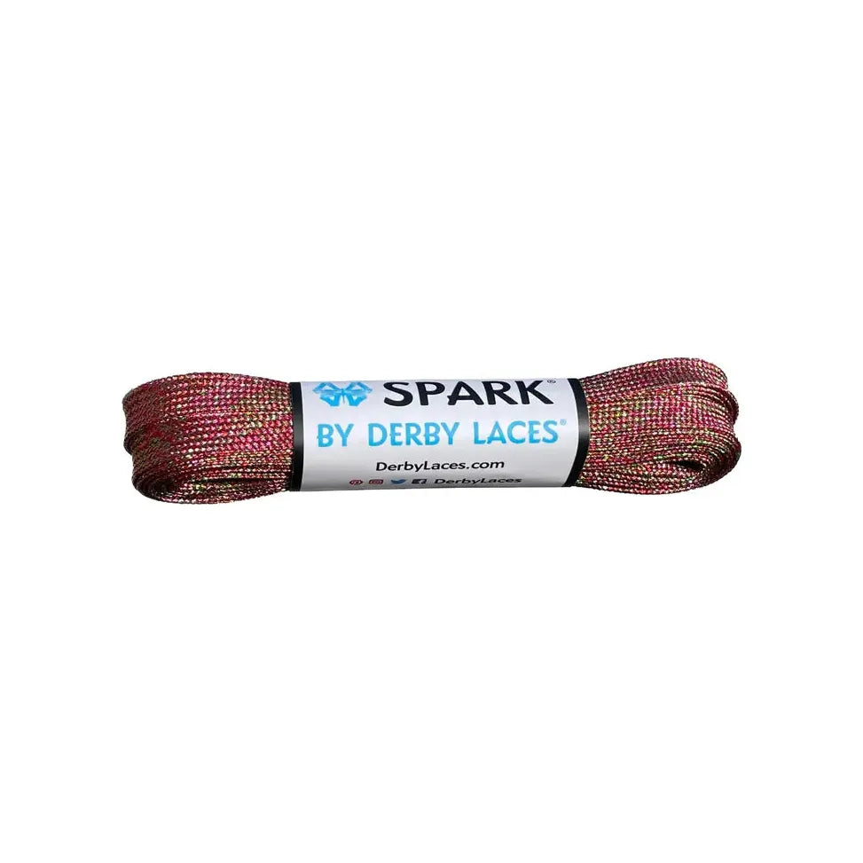 Derby Laces - SPARK Sour Cherry Metallic Roller Derby Skate Laces