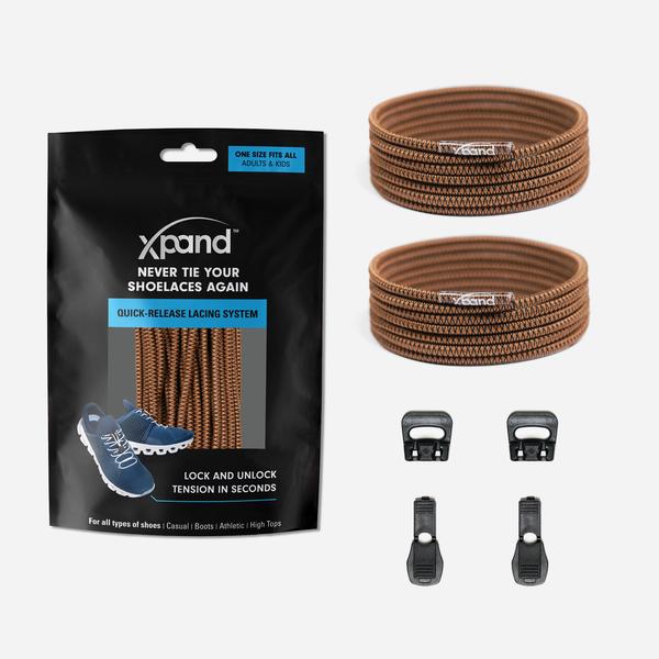 Xpand Laces Quick Release Round No Tie Lacing System - Brown