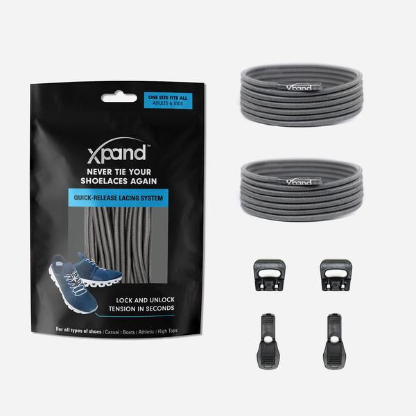 Xpand Laces Quick Release Round No Tie Lacing System - Solid Grey