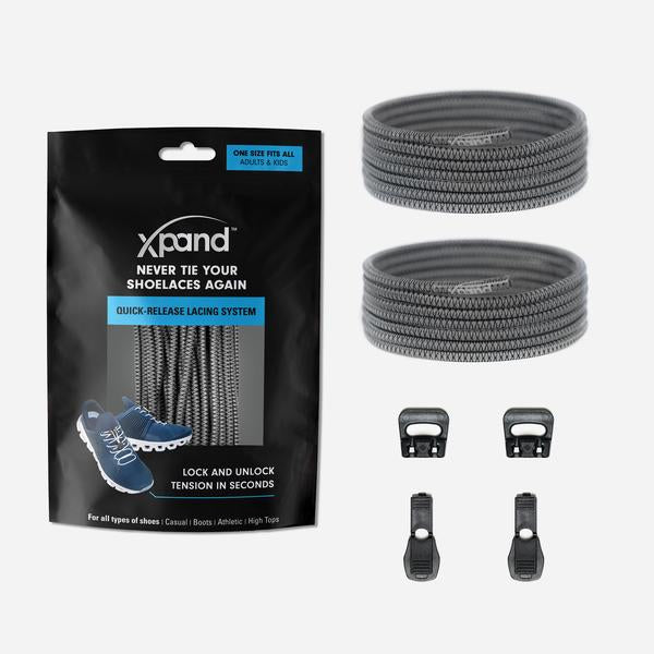 Xpand Laces Quick Release Round No Tie Lacing System - Grey