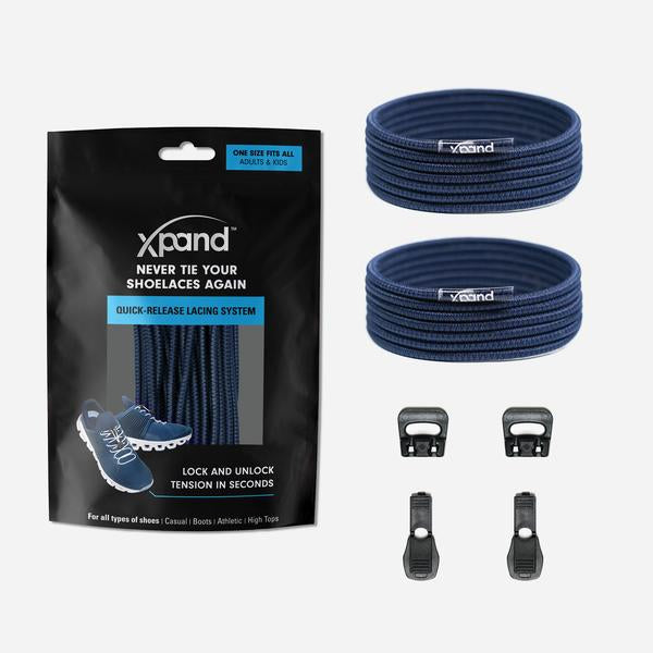 Xpand Laces Quick Release Round No Tie Lacing System - Navy Blue