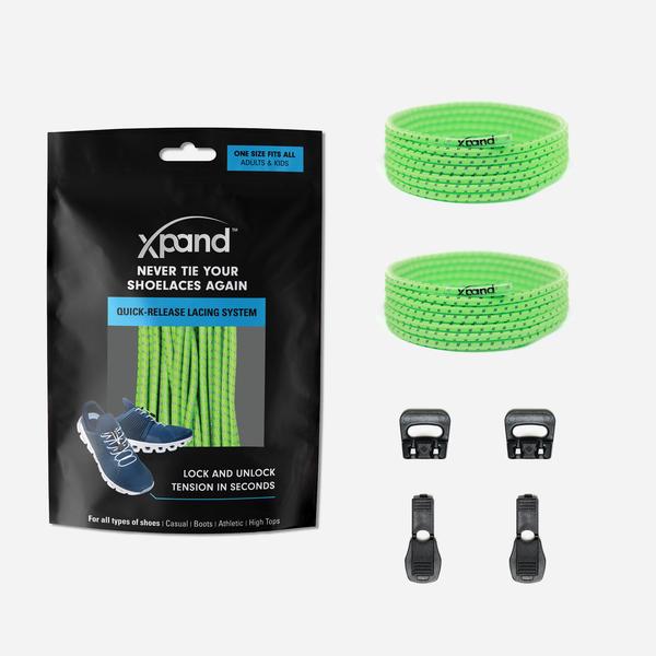 Xpand Laces Quick Release Round No Tie Lacing System - Neon Green Reflective
