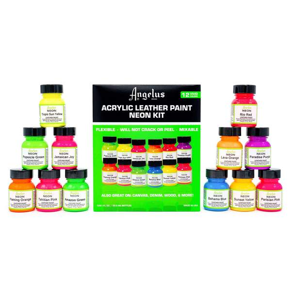 Angelus Acrylic Leather Paint - Neon Colour Kit