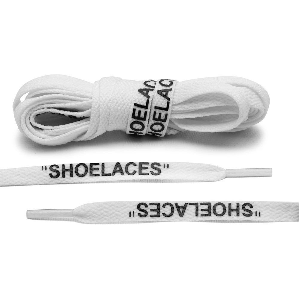 Lace Lab Off-White Style Flat Laces - "SHOELACES" (White)