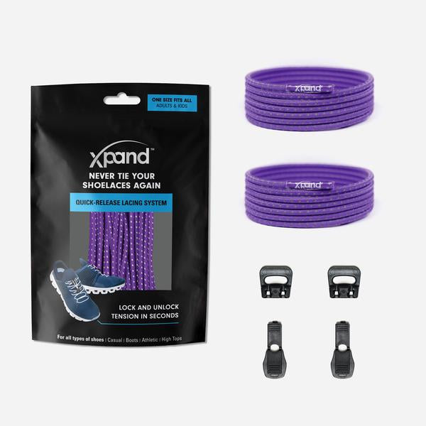 Xpand Laces Quick Release Round No Tie Lacing System - Purple Reflective