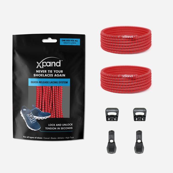 Xpand Laces Quick Release Round No Tie Lacing System - Red Reflective