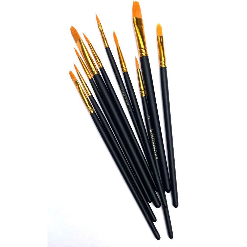 Sneaker Science Starter Paint Brush Set (10 Pack) - BLACK