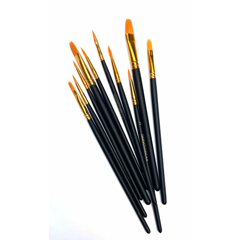 Sneaker Science Starter Paint Brush Set (10 Pack) -  BLACK