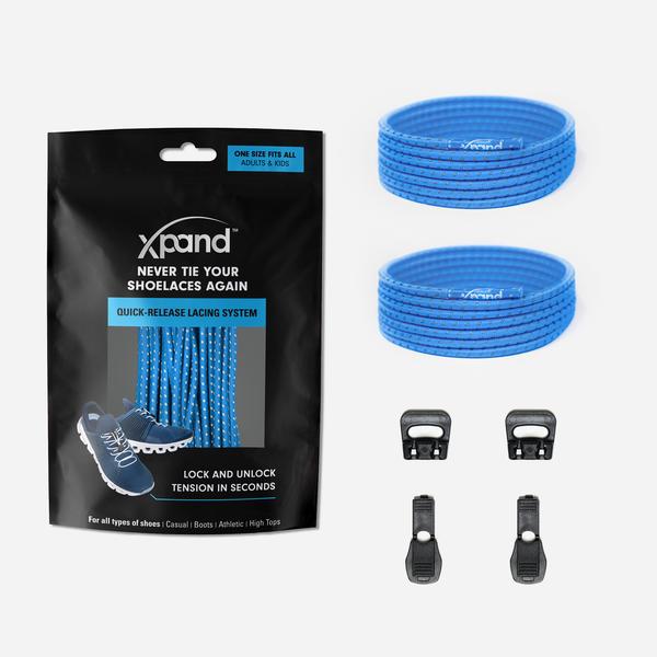 Xpand Laces Quick Release Round No Tie Lacing System - True Blue Reflective
