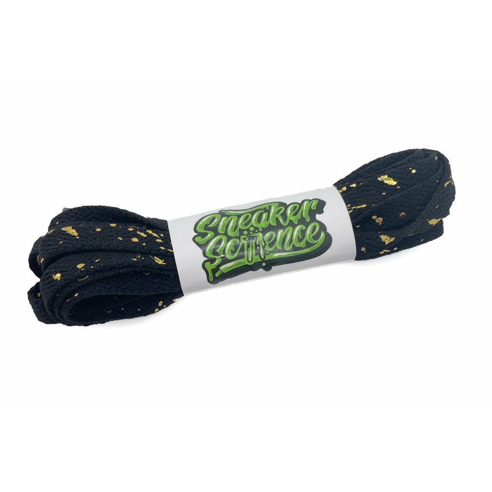 SneakerScience Splattered Flat Laces - (Black/Gold)