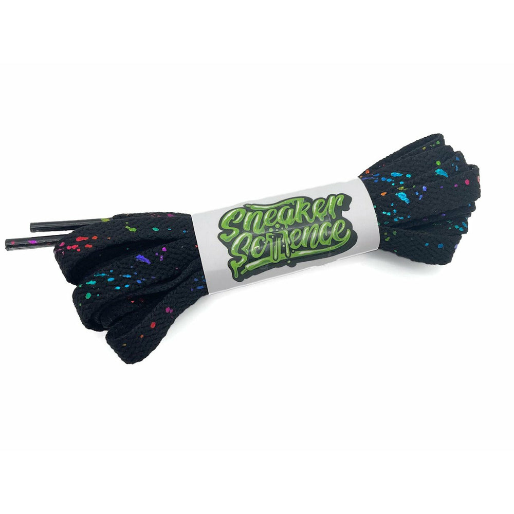 SneakerScience Splattered Flat Laces - (Black/Multi)