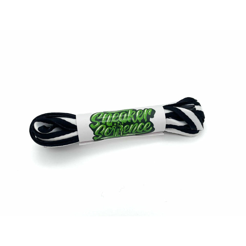 SneakerScience Striped Flat Ribbon Shoelaces - (Black/White)