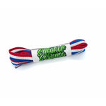 SneakerScience Striped Flat Ribbon Shoelaces - (Red/White/Blue)