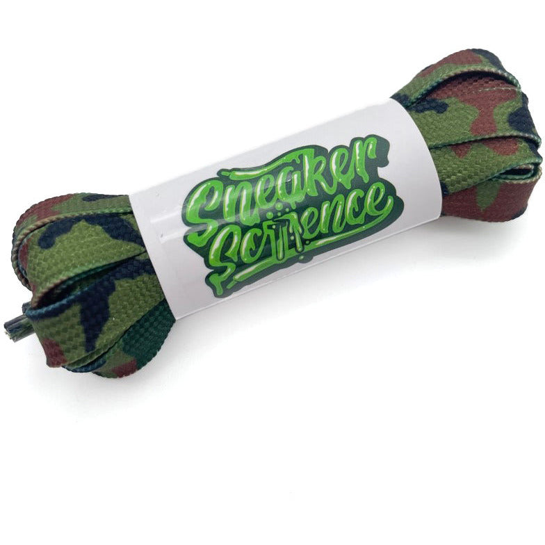 SneakerScience Camo Print Flat Laces - Green Camo