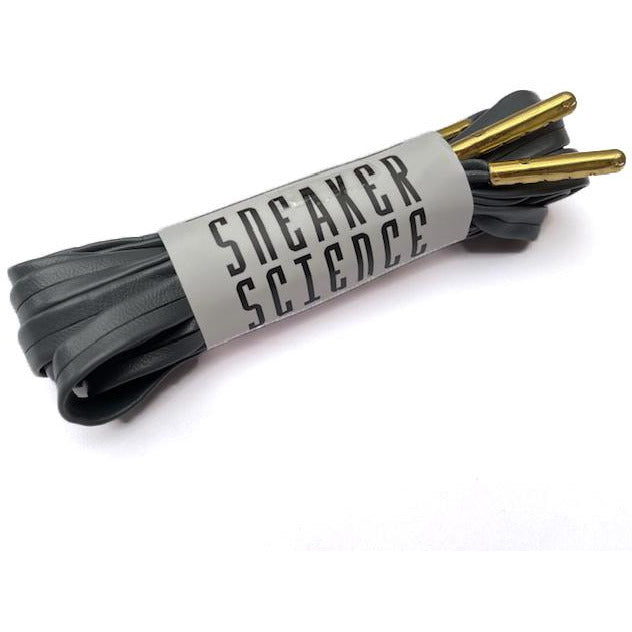 SneakerScience Leather Laces with Gold Tips - (Dark Grey)