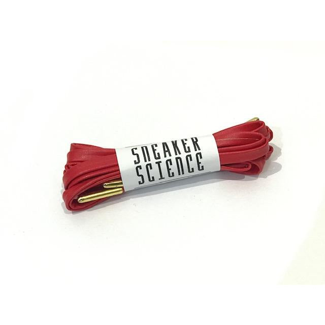 SneakerScience Leather Laces with Gold Tips - (Red)