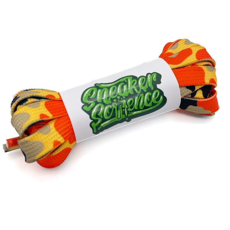 SneakerScience Camo Print Flat Laces - Orange Camo