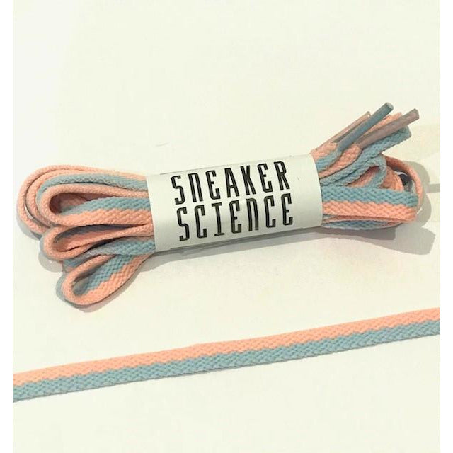 SneakerScience Splice Two Tone Flat Shoelaces - (Pale Blue/Pink)