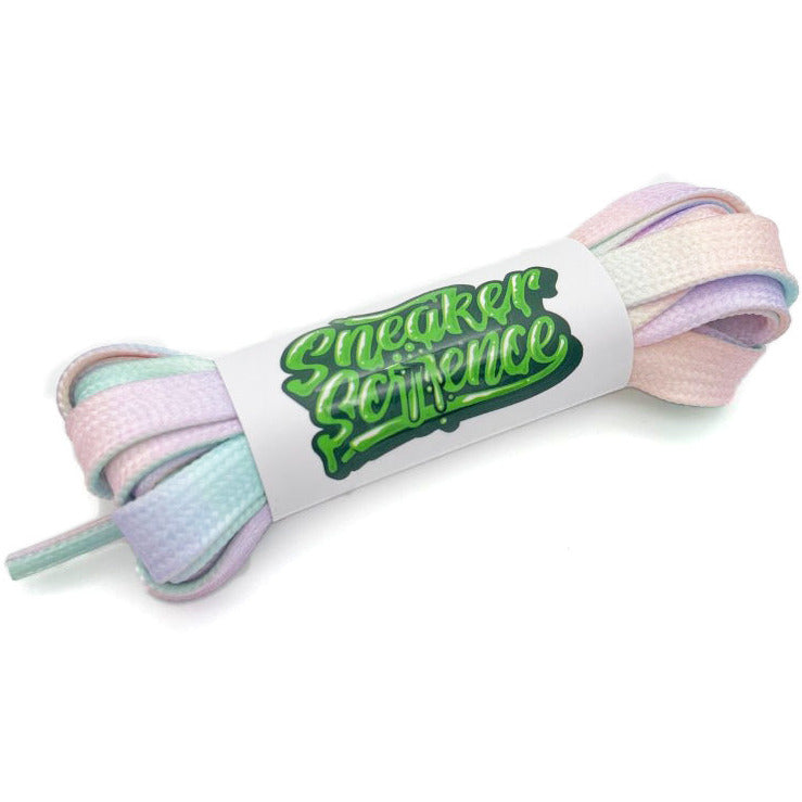 SneakerScience Tie Dye Flat Laces - (Pastel Rainbow)