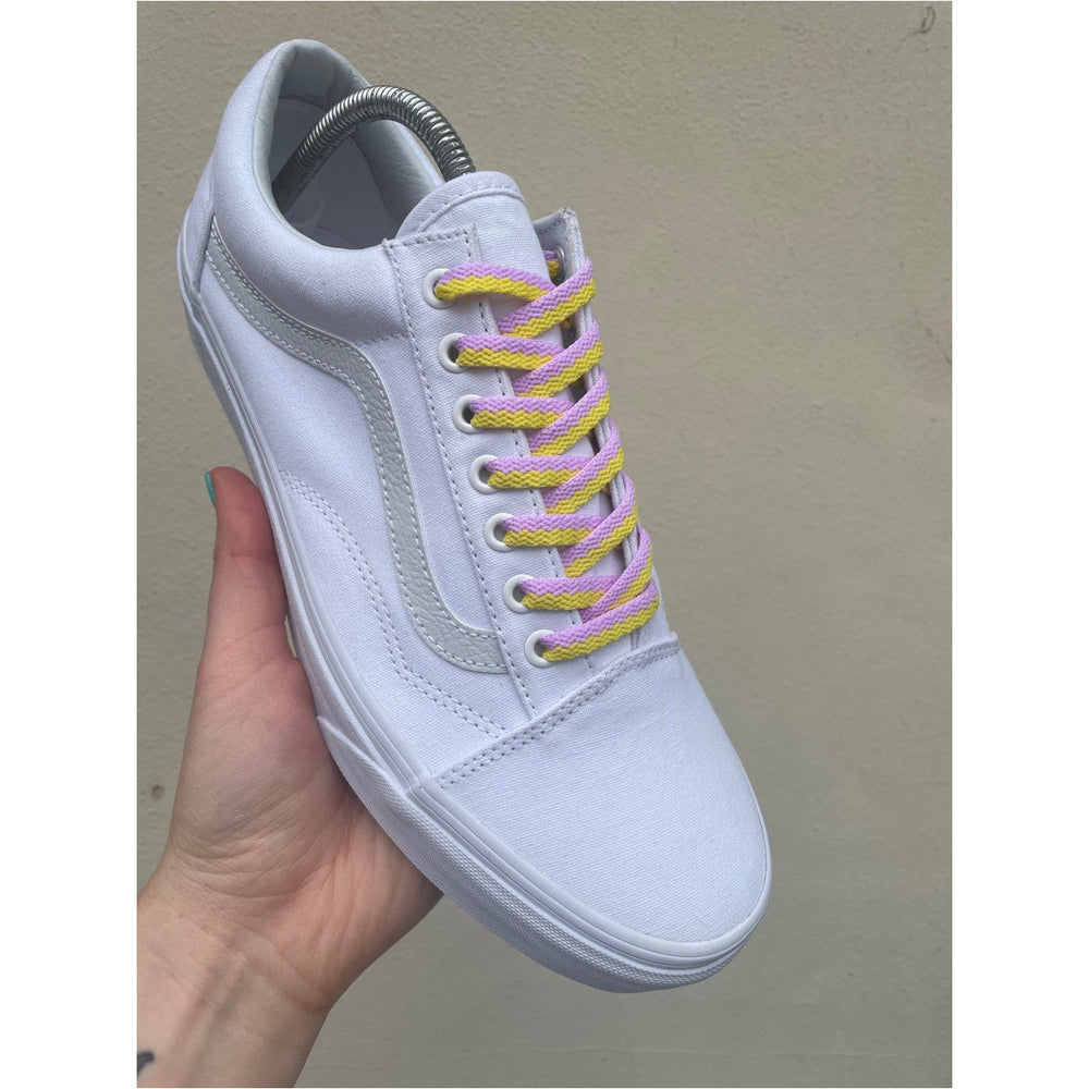 SneakerScience Splice Two Tone Flat Shoelaces - (Yellow/Lilac)
