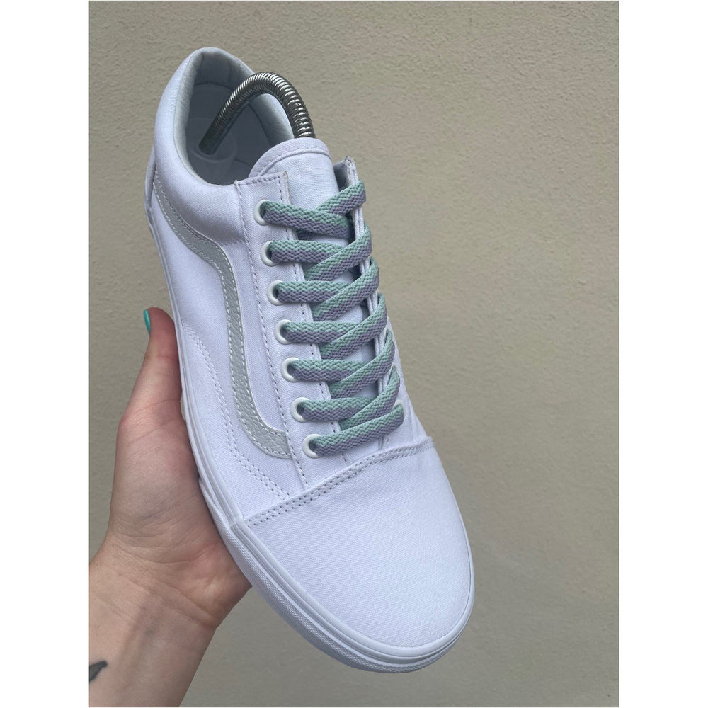 SneakerScience Splice Two Tone Flat Shoelaces - (Mint/Blue Grey)