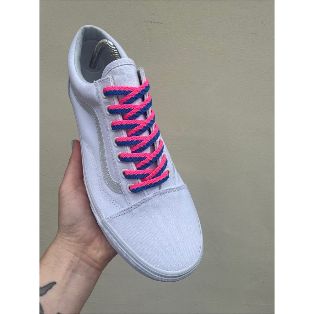 SneakerScience Splice Two Tone Flat Shoelaces - (Royal Blue/Hot Pink)