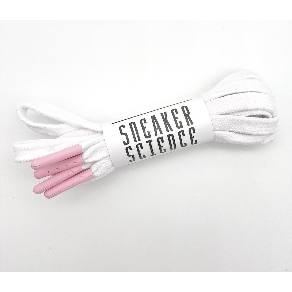 SneakerScience Premium Coloured Tip Laces - (White/Baby Pink)